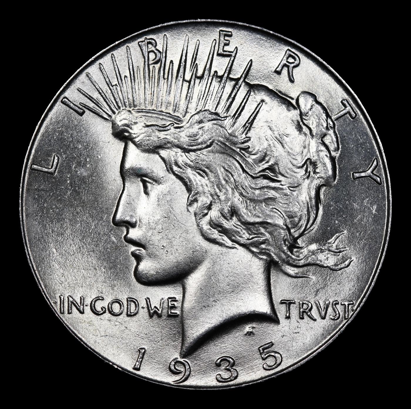 ***Auction Highlight*** 1935-p Peace Dollar $1 Graded ms65+ BY SEGS (fc)