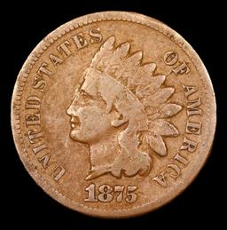 1875 Indian Cent 1c Grades vf+