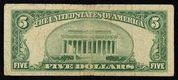 1953 $5 Red Seal United States Note Grades vf+