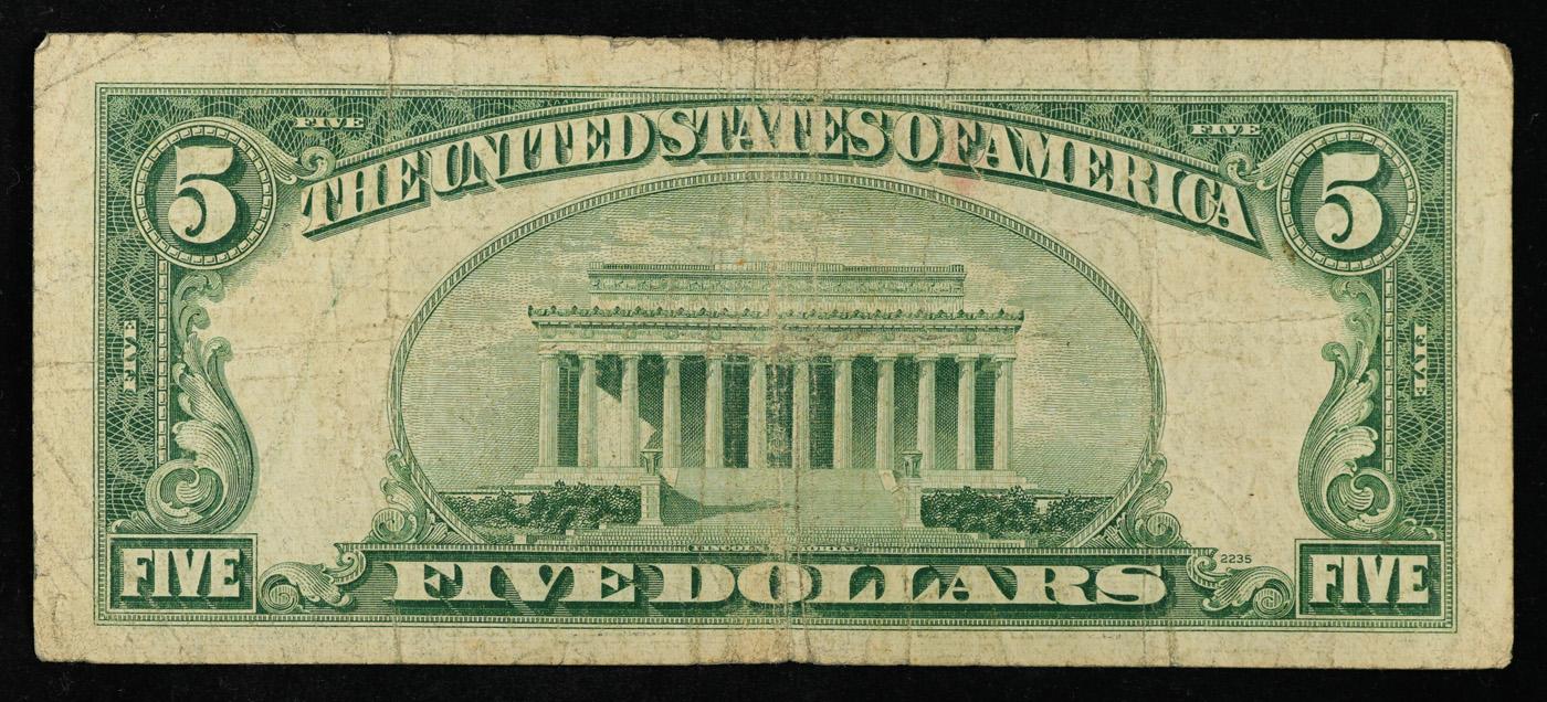 1953 $5 Red Seal United States Note Grades vf+