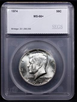 1974-p Kennedy Half Dollar Near Top Pop! 50c Graded ms66+ BY SEGS