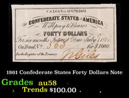 1861 Confederate States Forty Dollars Note Grades Choice AU/BU Slider