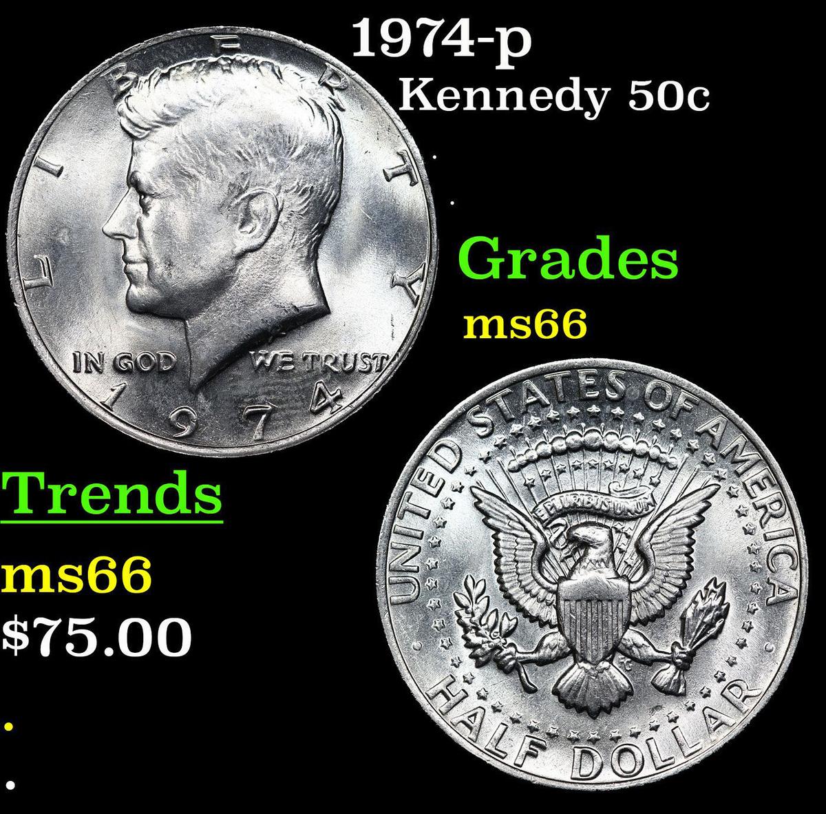 1974-p Kennedy Half Dollar 50c Grades GEM++ Unc