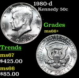 1980-d Kennedy Half Dollar 50c Grades GEM++ Unc