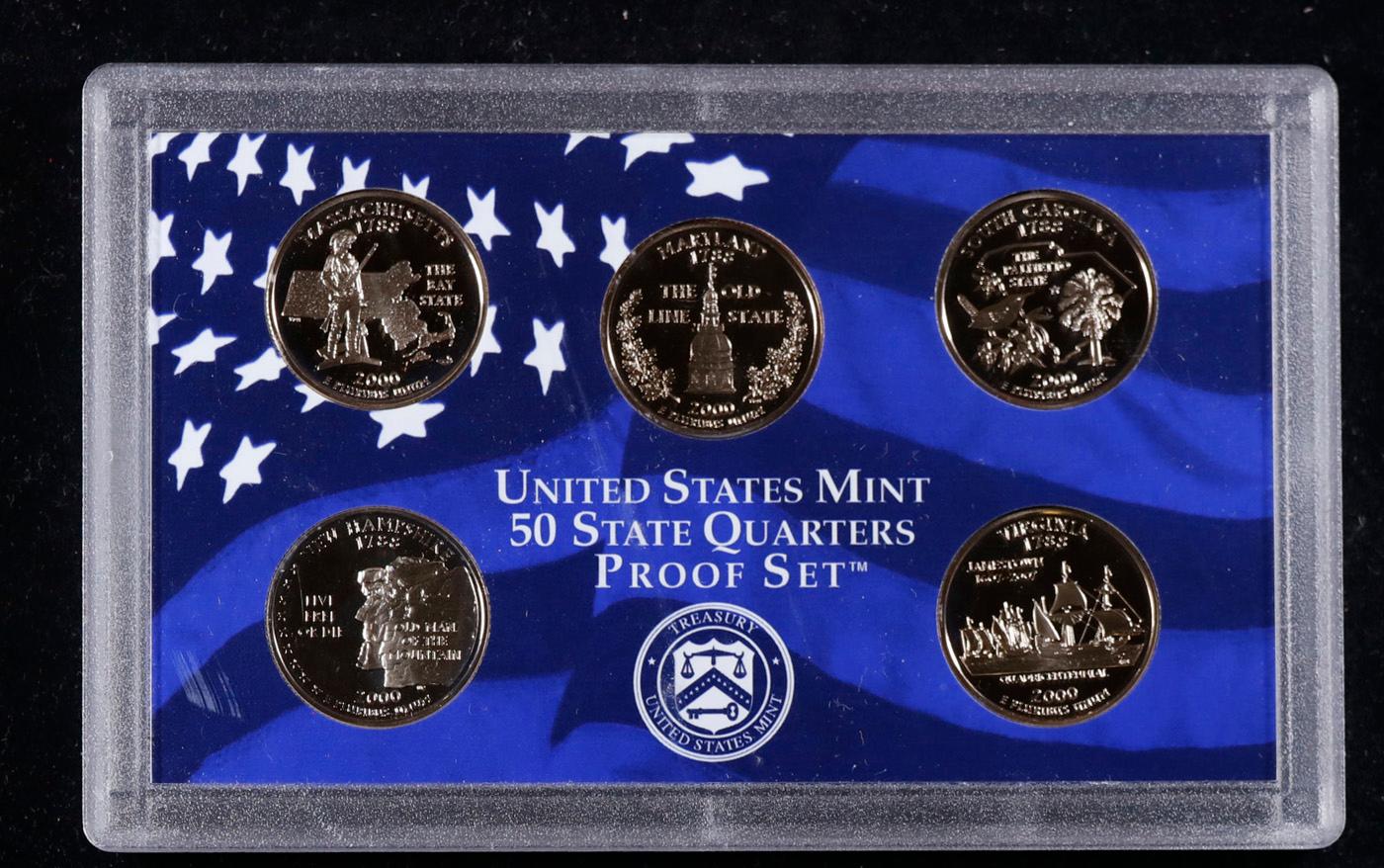1999 United States Mint Proof Quarters 5 pc set No Outer Box