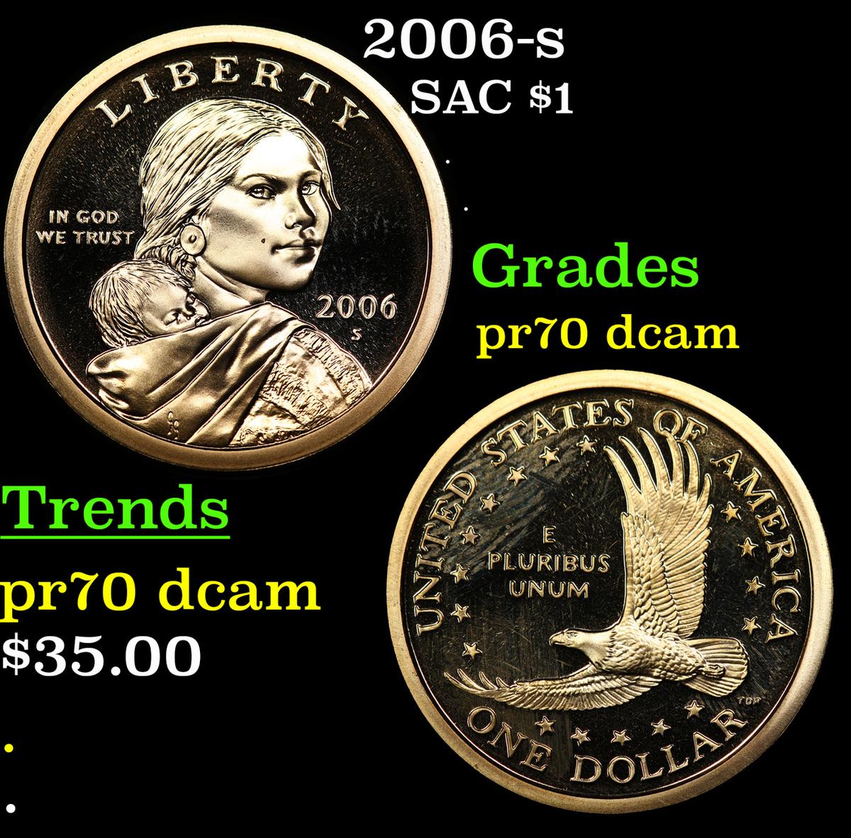 Proof 2006-s Sacagawea Dollar $1 Grades GEM++ Proof Deep Cameo