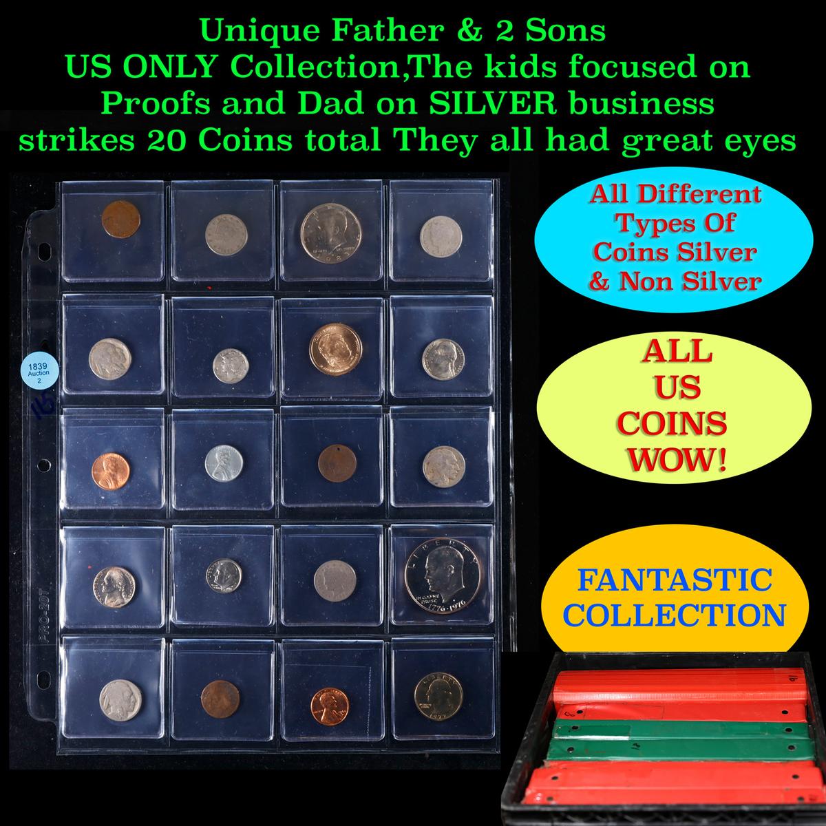 Unique Father & 2 Sons US ONLY Collection,The kids focused on Proofs and Dad on SILVER business stri