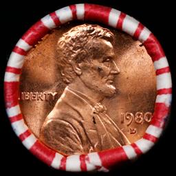 1-10 FREE BU RED Penny rolls with win of this 1980-d SOLID RED BU Lincoln 1c roll incredibly FUN whe