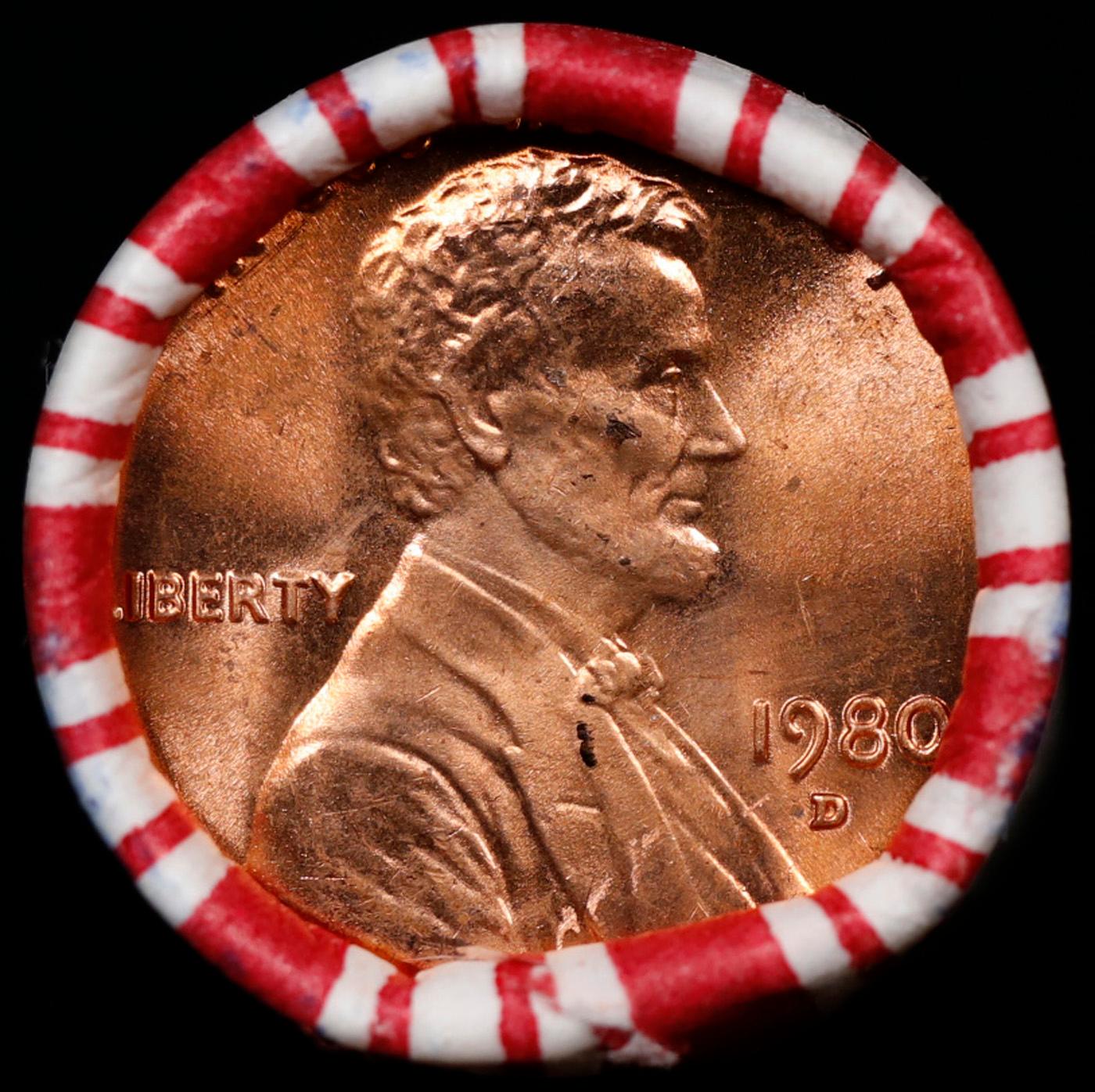 1-10 FREE BU RED Penny rolls with win of this 1980-d SOLID RED BU Lincoln 1c roll incredibly FUN whe