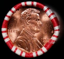 1-10 FREE BU RED Penny rolls with win of this 1995-p SOLID RED BU Lincoln 1c roll incredibly FUN whe