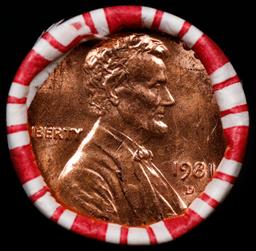 1-10 FREE BU RED Penny rolls with win of this 1981-d SOLID RED BU Lincoln 1c roll incredibly FUN whe