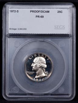 Proof 1972-s Washington Quarter 25c Graded pr69 DCAM By SEGS