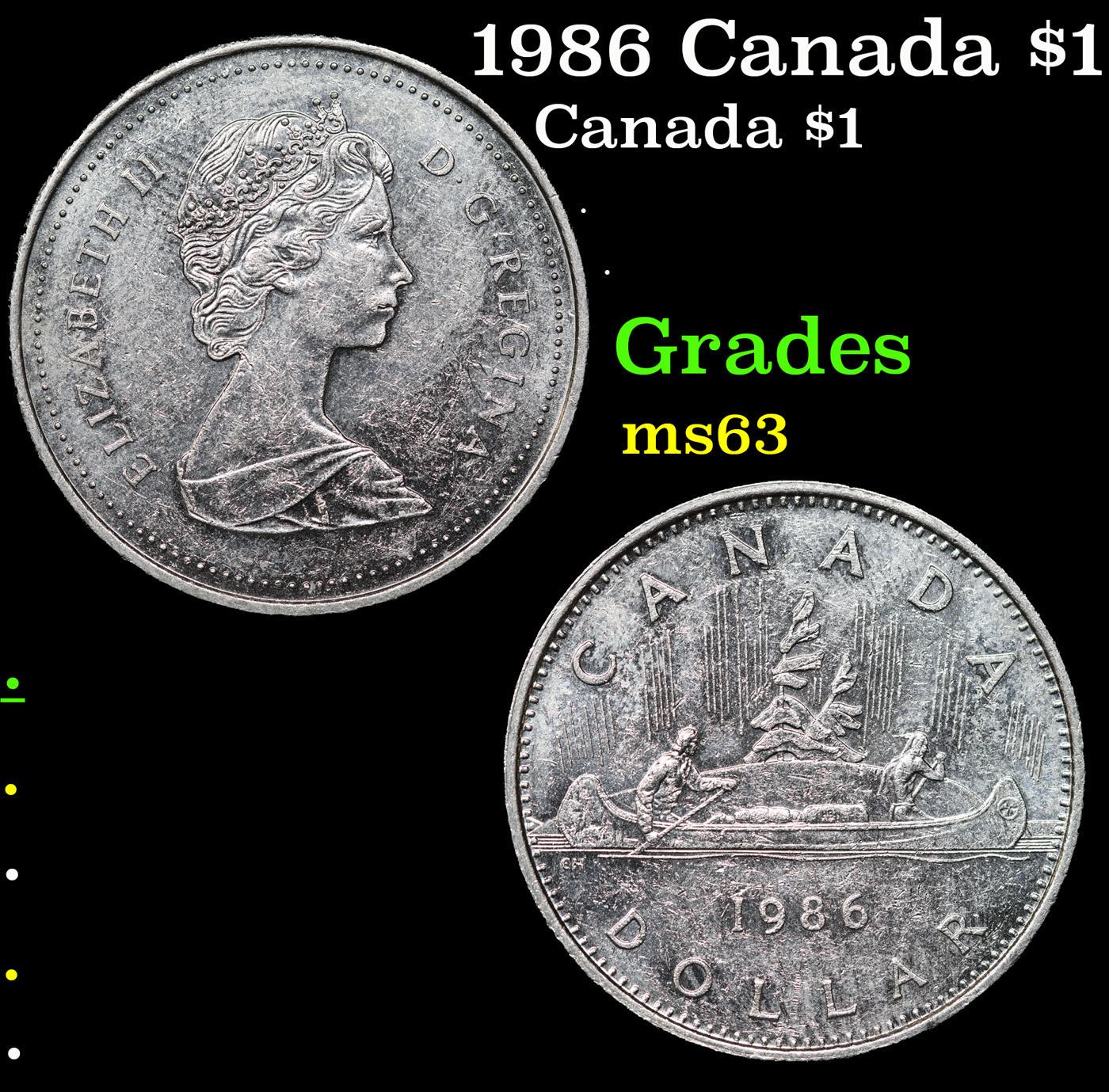 1986 Canada $1 Canada Dollar 1 Grades Select Unc