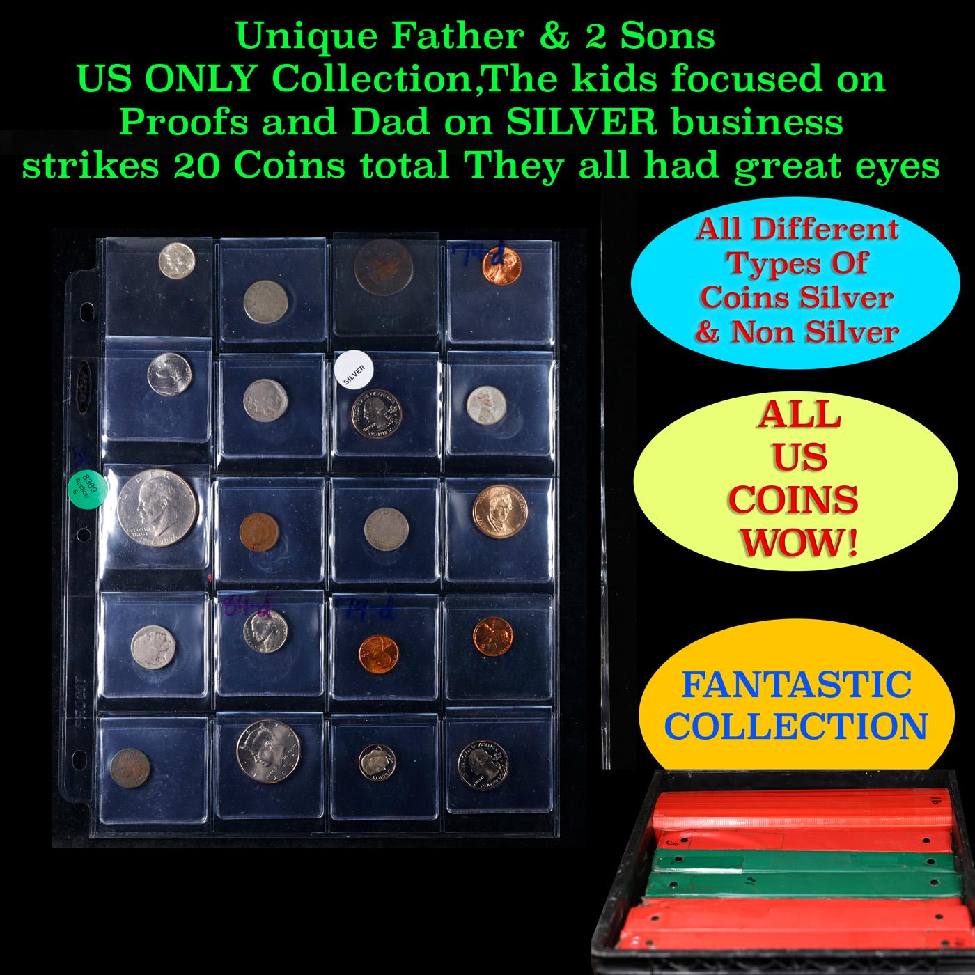 Unique Father & 2 Sons US ONLY Collection,The kids focused on Proofs and Dad on SILVER business stri