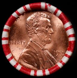 1-10 FREE BU RED Penny rolls with win of this 1995-p SOLID RED BU Lincoln 1c roll incredibly FUN whe