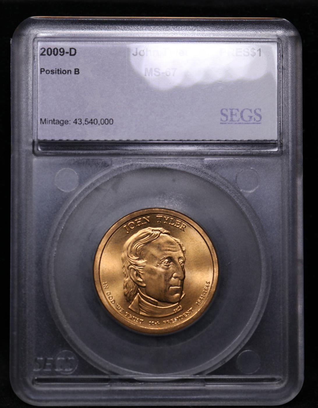 ***Auction Highlight*** 2009-d John Tyler Position B Presidential Dollar TOP POP! 1 Graded ms67 By S