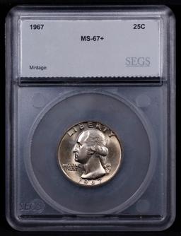 ***Auction Highlight*** 1967-p Washington Quarter Near Top Pop! 25c Graded ms67+ By SEGS (fc)