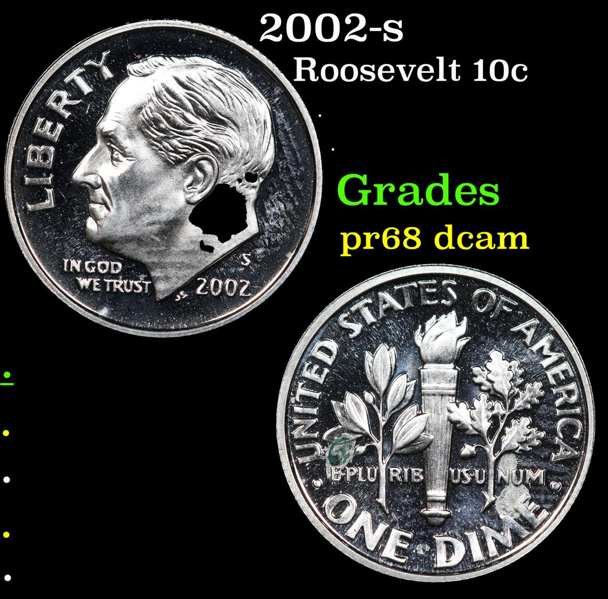 Proof 2002-s Roosevelt Dime 10c Grades GEM++ Proof Deep Cameo