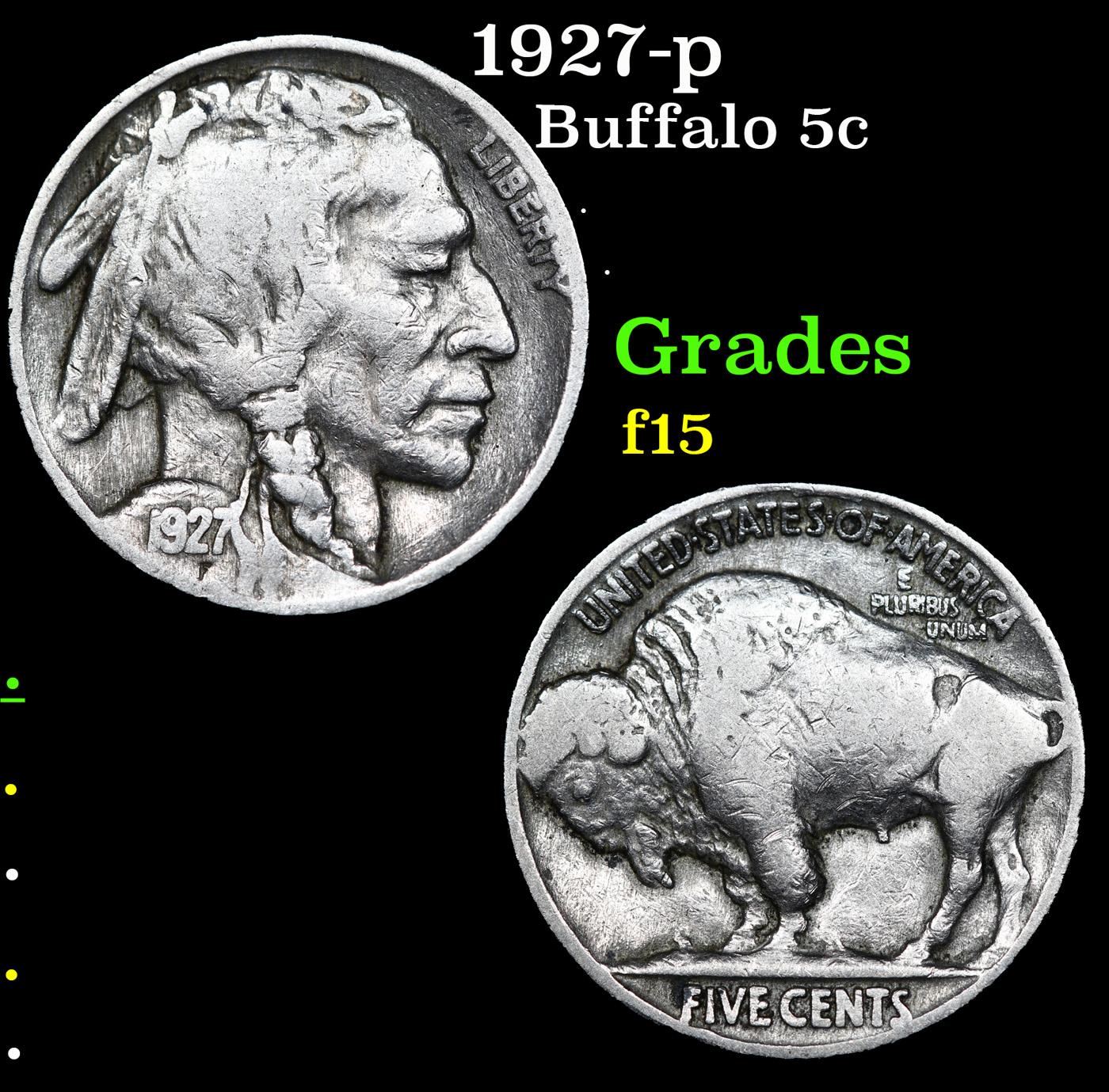 1927-p Buffalo Nickel 5c Grades f+