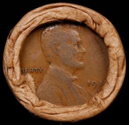 Lincoln Wheat Cent 1c Mixed Roll Orig Brandt McDonalds Wrapper, 1918-d end, 1898 Indian other end