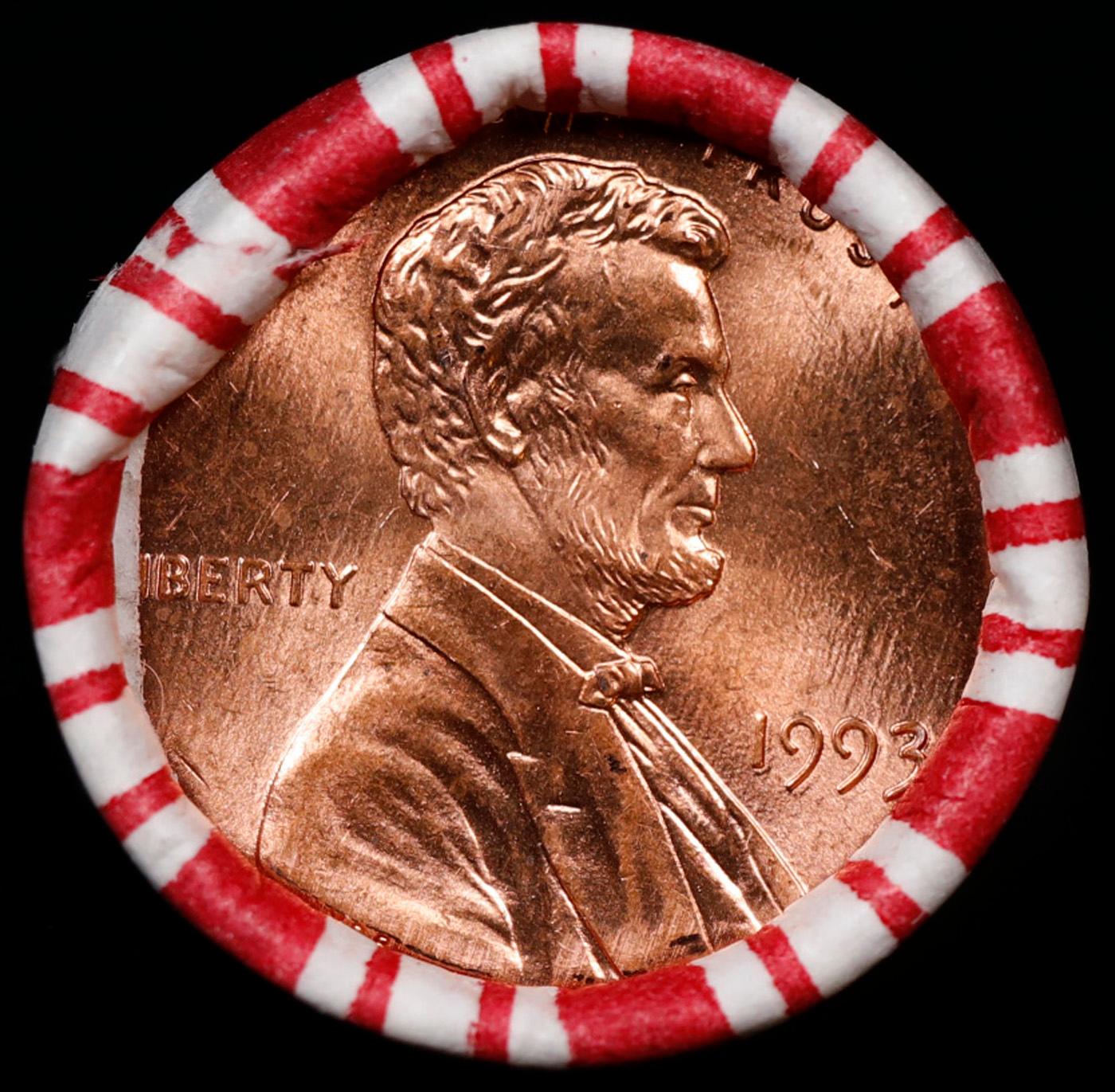 1-10 FREE BU RED Penny rolls with win of this 1993-p SOLID RED BU Lincoln 1c roll incredibly FUN whe