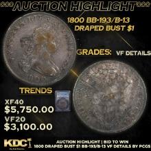 ***Auction Highlight*** PCGS 1800 Draped Bust Dollar BB-193/B-13 $1 Graded vf details By PCGS (fc)