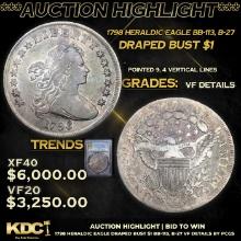 ***Auction Highlight*** PCGS 1798 Heraldic Eagle Draped Bust Dollar BB-113, B-27 $1 Graded vf detail