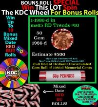 CRAZY Penny Wheel Buy THIS 1986-d solid Red BU Lincoln 1c roll & get 1-10 BU Red rolls FREE WOW