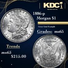 1886-p Morgan Dollar $1 Grades GEM Unc