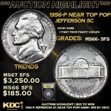 ***Auction Highlight*** 1956-p Jefferson Nickel Near Top Pop! 5c Graded GEM++ 5fs By USCG (fc)