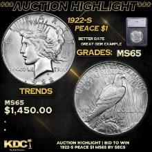 ***Auction Highlight*** 1922-s Peace Dollar $1 Graded ms65 By SEGS (fc)