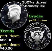 Proof 2007-s Silver Kennedy Half Dollar 50c Graded pr69+ dcam BY SEGS