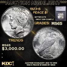***Auction Highlight*** 1923-s Peace Dollar $1 Graded ms65 By SEGS (fc)