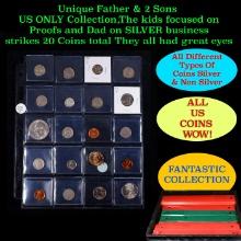 Unique Father & 2 Sons US ONLY Collection,The kids focused on Proofs and Dad on SILVER business stri