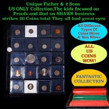 Unique Father & 2 Sons US ONLY Collection,The kids focused on Proofs and Dad on SILVER business stri