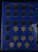 9 Jefferson Nickels in 1954- 1964 Whitman Page, Various Years / Grades