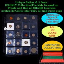 Unique Father & 2 Sons US ONLY Collection,The kids focused on Proofs and Dad on SILVER business stri