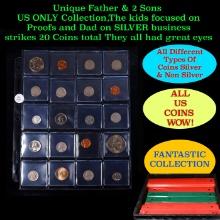 Unique Father & 2 Sons US ONLY Collection,The kids focused on Proofs and Dad on SILVER business stri