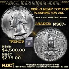 ***Auction Highlight*** 1990-d Washington Quarter Near Top Pop! 25c Graded ms67+ By SEGS (fc)