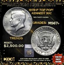 ***Auction Highlight*** 1978-p Kennedy Half Dollar TOP POP! 50c Graded ms67+ By SEGS (fc)