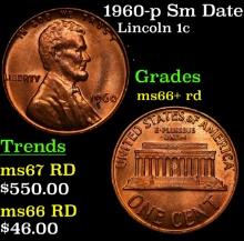 1960-p Sm Date Lincoln Cent 1c Grades GEM++ RD