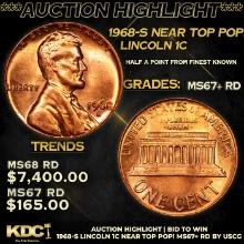 ***Auction Highlight*** 1968-s Lincoln Cent Near Top Pop! 1c Graded GEM++ RD BY USCG (fc)