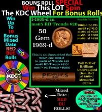 CRAZY Penny Wheel Buy THIS 1968-d solid Red BU Lincoln 1c roll & get 1-10 BU Red rolls FREE WOW