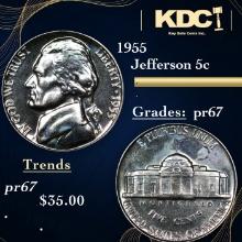 Proof 1955 Jefferson Nickel 5c Grades GEM++ Proof