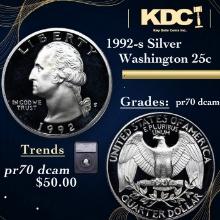 Proof 1992-s Silver Washington Quarter 25c Graded pr70 dcam BY SEGS