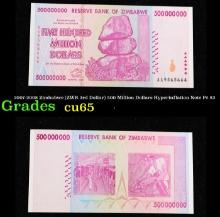 2007-2008 Zimbabwe (ZWR 3rd Dollar) 500 Million Dollars Hyperinflation Note P# 82 Grades Gem CU