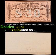 1864 3rd Series Confederate States Thirty Dollars Note Grades Choice AU/BU Slider