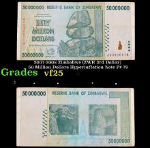 2007-2008 Zimbabwe (ZWR 3rd Dollar) 50 Million Dollars Hyperinflation Note P# 79 Grades vf+