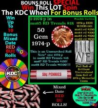 CRAZY Penny Wheel Buy THIS 1974-p solid Red BU Lincoln 1c roll & get 1-10 BU Red rolls FREE WOW