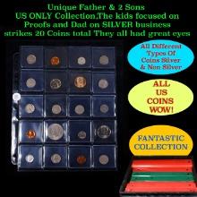 Unique Father & 2 Sons US ONLY Collection,The kids focused on Proofs and Dad on SILVER business stri